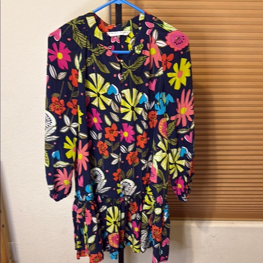 Trina Turk Multicolor Floral Long Sleeve Dress